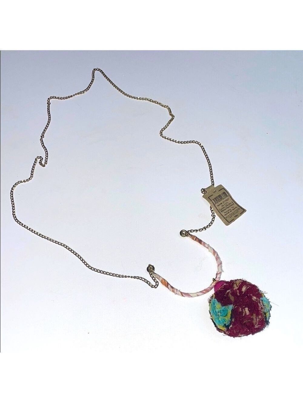 Creative Co-op Cotton Woven Pendant on Golden Necklace NWT